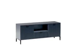 קונסולה מודרנית בצבע כחול כהה עם דלתות ריבועיות, עיצוב אירופאי, ריהוט לבית.