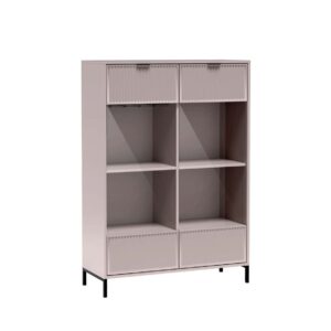 קיר גבס מעוצב לסלון, ארון אחסון מודרני בצבע אפור בהיר, סגנון אירופאי, רהיט לבית.