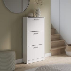 ארון נעליים 3 תאים לבן בעיצוב מודרני, חנות רהיטים אונליין צ׳אנס הום אשקלון.