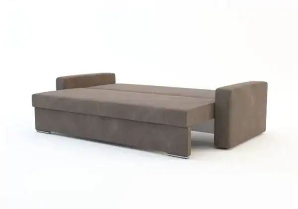 ספה נפתחת עם משענת בצבע חום כהה, עיצוב מודרני, רהיט לבית.